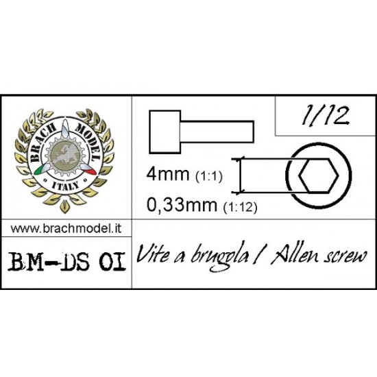 1/12 Allen Screws (Resin, 30pcs; Diameter: 0.33mm, Length: 4mm)
