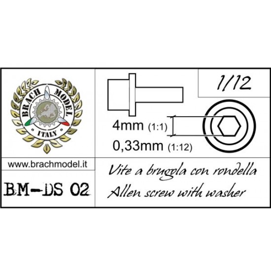 1/12 Allen Screws with Washers (Resin, 30pcs; Diameter: 0.33mm, Length: 4mm)