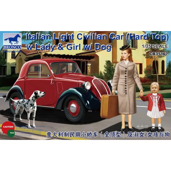 1/35 Italian Light Civilian Car (Hard Top) with Lady, Girl and a Dog