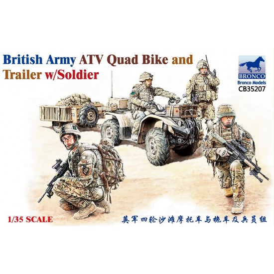 1/35 British Army ATV Quad Bike and Trailer w/Soldier