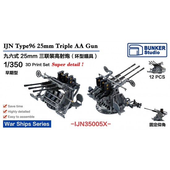 1/350 IJN Type96 25mm Triple AA Gun Iron Sight (Early Type, 12pcs)
