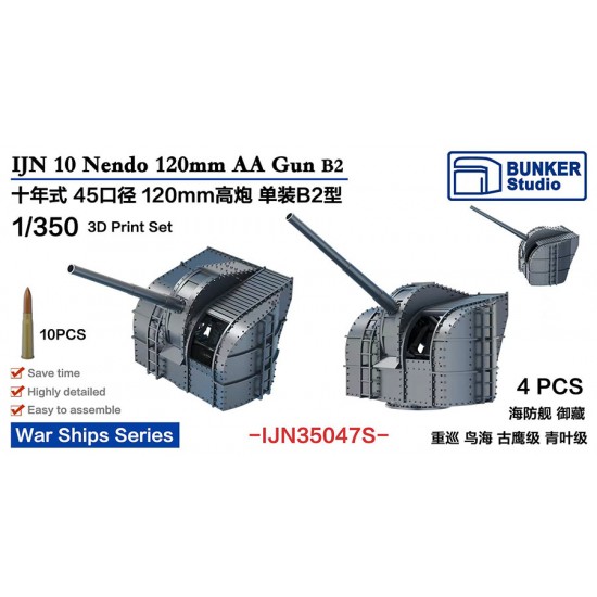 1/350 IJN 10 Nendo 120mm AA Gun B2 (4pcs)