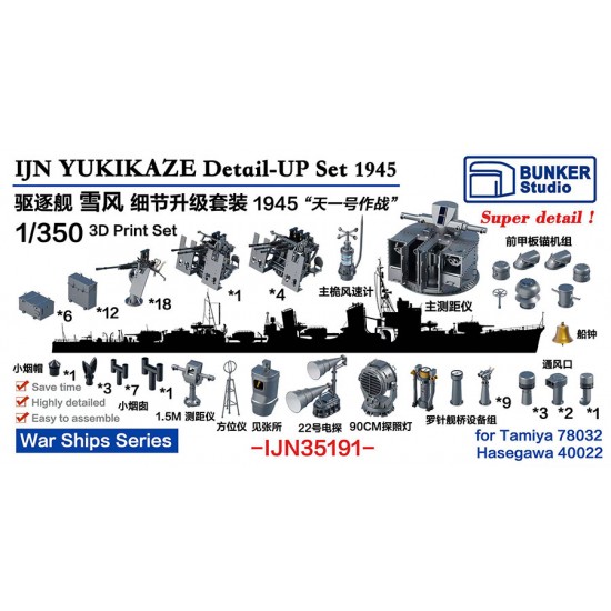 1/350 IJN YUKIKAZE Detail-UP Set 1945 (Value Pack)