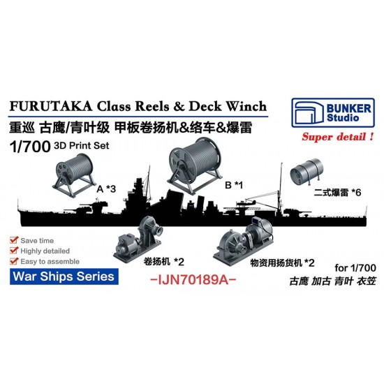 1/700 IJN Furutaka Class Reels and Deck Winch 