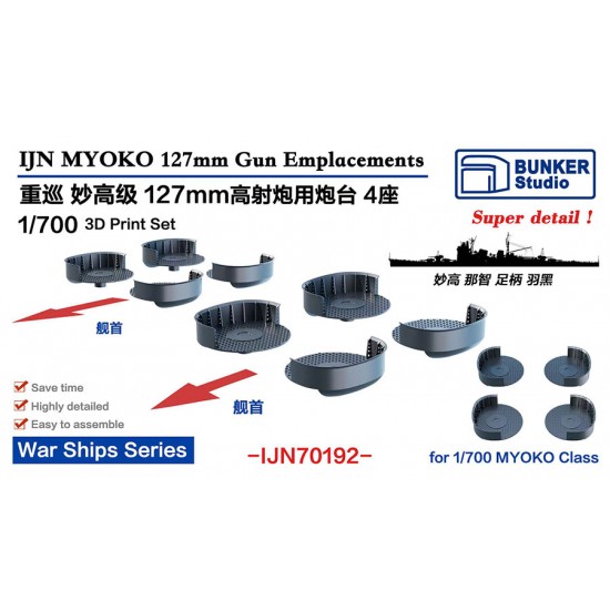 1/700 IJN MYOKO Class 127mm AA Gun Emplacecements 