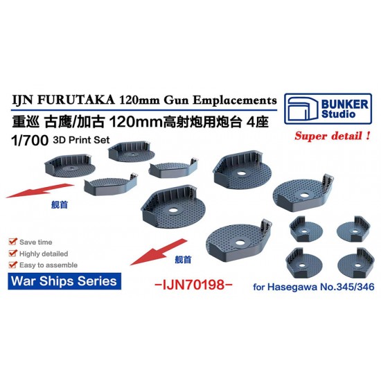 1/700 FRUTAKA Class 120mm AA Gun Emplacecements (4pcs)