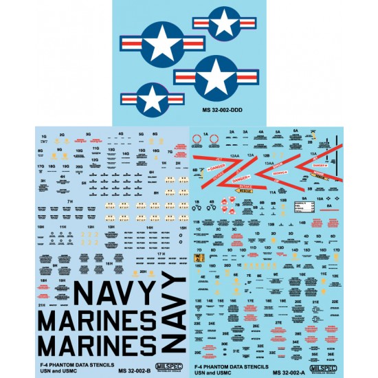 Decals for 1/32 USN/USMC F-4 Phantom Data Stencils