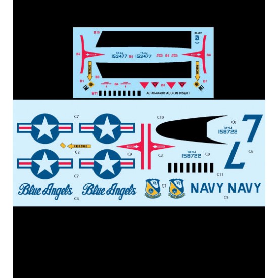 Decals for 1/48 Ta-4J Skyhawk Blue Angels "Casper"