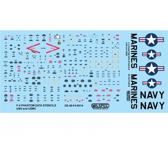 Decals for 1/48 USN/USMC F-4 Phantom Data Stencils