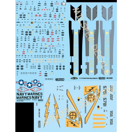 Decals for 1/48 VF-33 Tarsiers, F-4J, CVW-7, USS Independence, CV-62 1975
