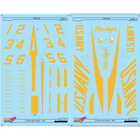 Decals for 1/48 US Navy Blue Angels, F-4J Phantom II, 1969-1