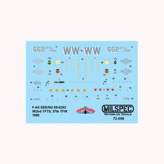 Decals for 1/72 562nd TFTS, 37th TFW, F-4G Phantom, 1990