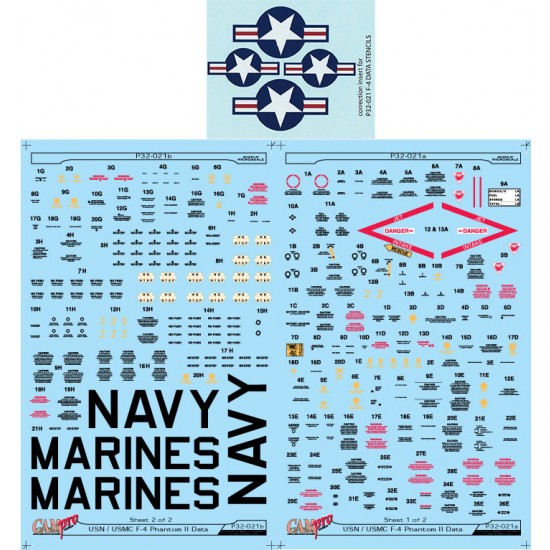 Decals for 1/32 USN/USMC F-4 Phantom II Data Stencils