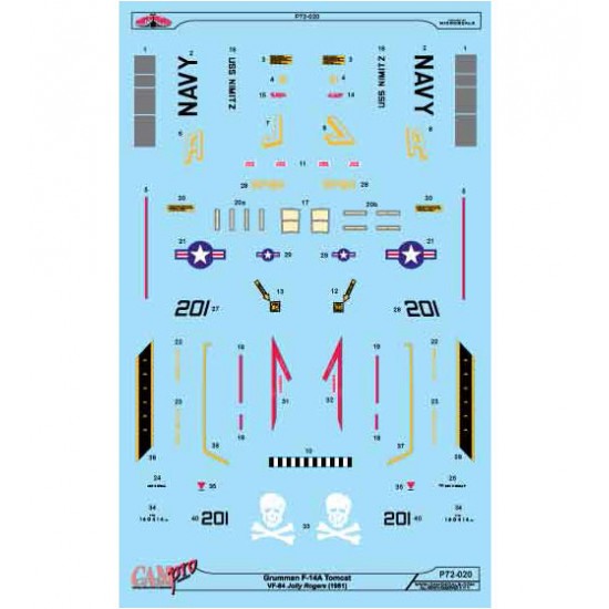 Decals for 1/72 Grumman F-14A Tomcat VF-84 Jolly Rogers