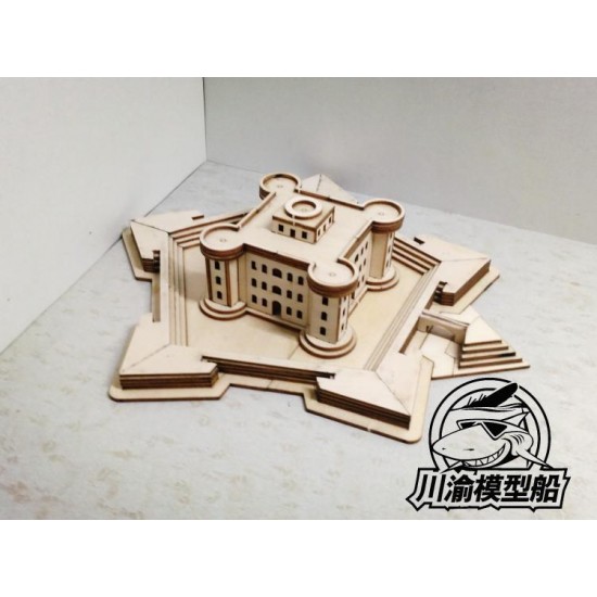 1/700 Bastion Fort Coastal Defence and Fortification Building (wood, 205mm x 188mm)