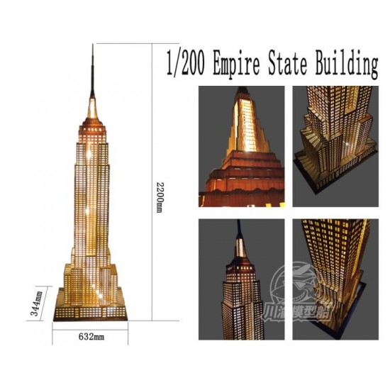 1/200 US New York Landmark Empire State Building Art Deco Skyscraper (wood ) w/Light (344mm x 632mm x 2200mm)