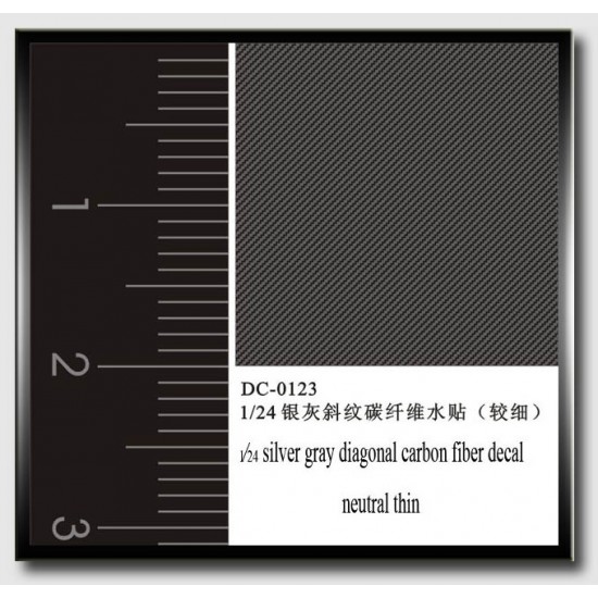 Silver Grey Diagonal Carbon Fiber Decal Sheet (Neutral Thin) for 1/24 Model Cars