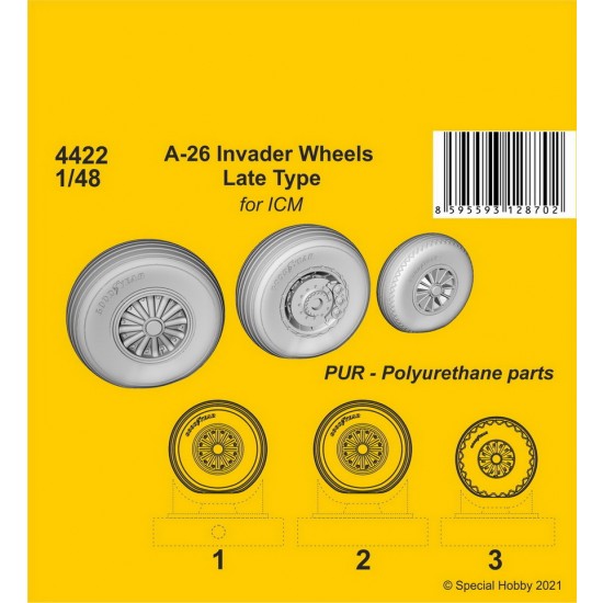 1/48 Douglas A-26 Invader Wheels Late Type for ICM kit