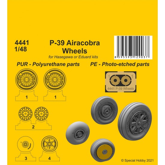 1/48 WWII US P-39 Airacobra Wheels for Hasegawa/Eduard kits