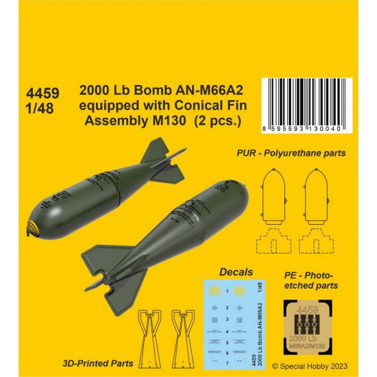 1/48 2000 Lb Bomb AN-M66A2 Equipped w/Conical Fin Assembly M130 (2pcs)