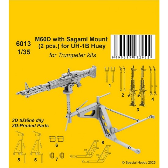 1/35 Modern UH-1B Huey Helicopter M60D with Sagami Mouth (2pcs) for Trumpeter kit 