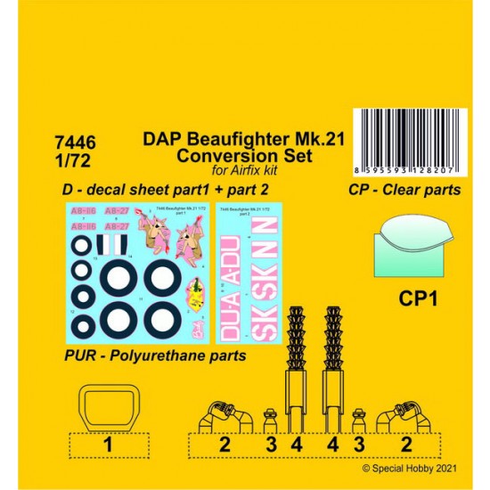 1/72 WWII Australian DAP Beaufighter Mk.21 Conversion Set for Airfix kits