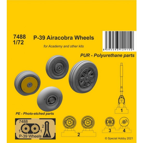 1/72 Bell P-39 Airacobra Wheels and Front Leg for Academy kit