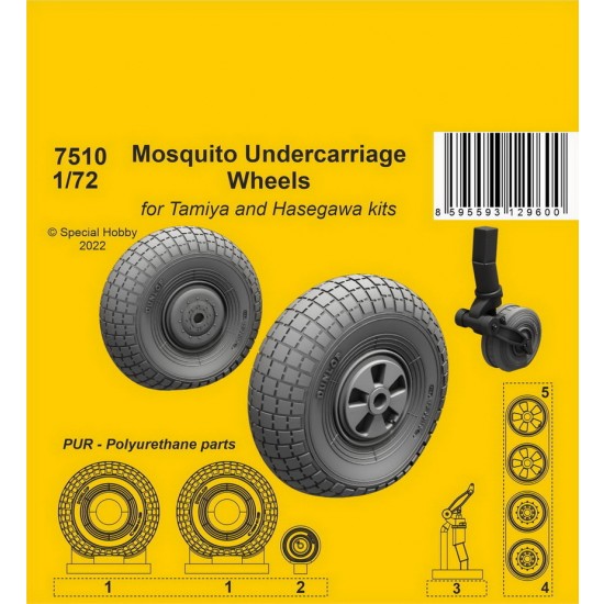 1/72 Mosquito Undercarriage Wheels for Tamiya/Hasegawa kits