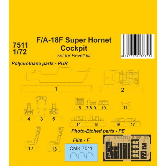 1/72 F/A-18F Super Hornet Cockpit set for Revell kit