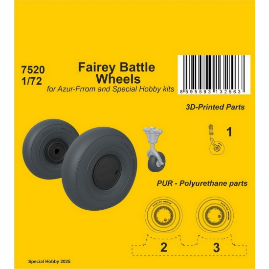 1/72 Fairey Battle Wheels for Azur-Frrom/Special Hobby kits