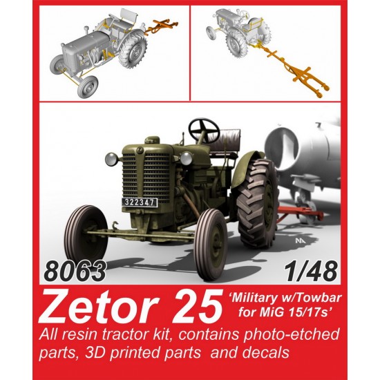 1/48 Zetor 25 Military Tractor w/Towbar for MiG 15/17s