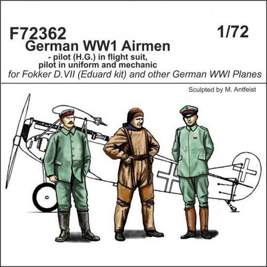1/72 WWI German Airmen - Pilot (H.G.) in Flight Suit, Pilot in Uniform and Mechanic