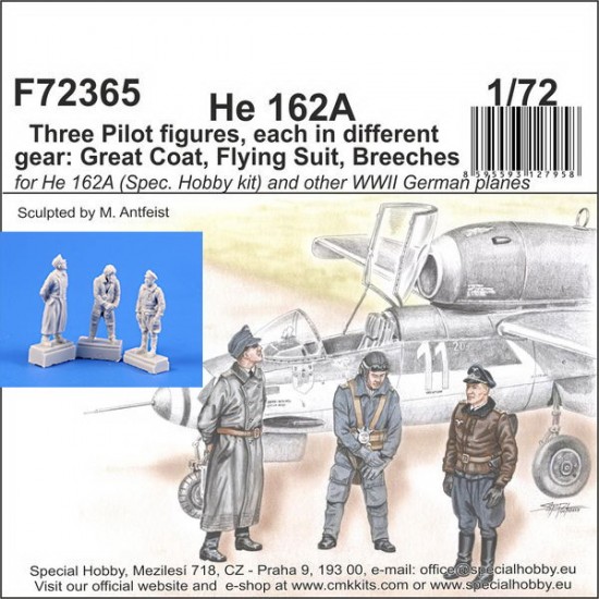 1/72 WWII German He 162 Pilots (3 figures w/Flying Suit/Breeches/Great Coat)