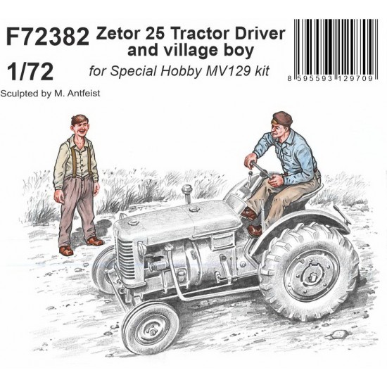 1/72 Zetor 25 Tractor Driver and Village Boy for Special Hobby MV129 kit
