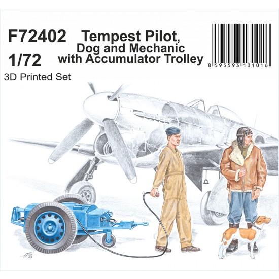 1/72 Tempest Pilot, Dog and Mechanic with Accumulator Trolley