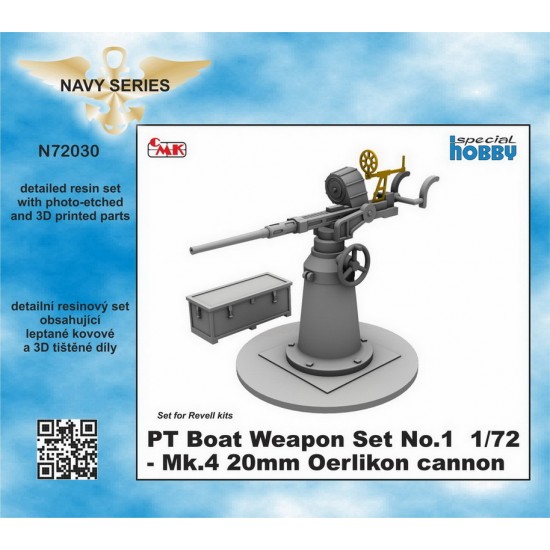 1/72 PT Boat Weapon Set No.1 Mk.4 20mm Oerlikon Cannon for Revell kits