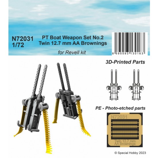 1/72 PT Boat Weapon Set No.2 - Twin 12.7 mm AA Brownings (2pcs) for Revell kits