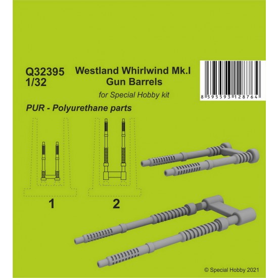 1/32 Westland Whirlwind Mk.I Gun Barrels for Special Hobby kits