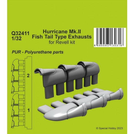 1/32 Hurricane Mk.II Fish Tail Type Exhausts for Revell kit