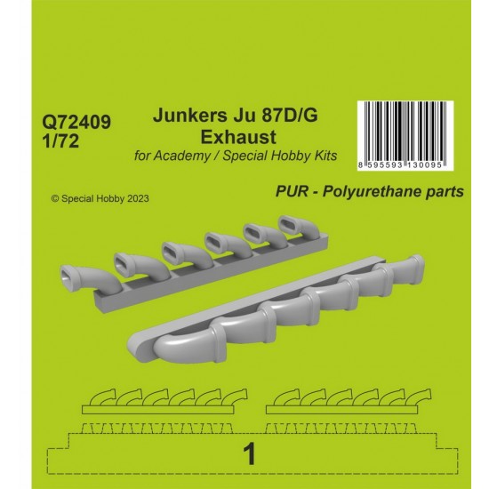 1/72 Junkers Ju 87D/G Exhaust for Academy/Special Hobby Kits