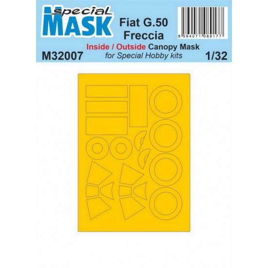 1/32 Fiat G.50 Freccia Inside Outside Canopy Masking for Special Hobby kits