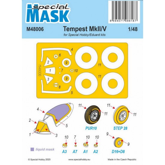1/48 Hawker Tempest Mk.II/V Paint Masking for Special Hobby/Eduard kits