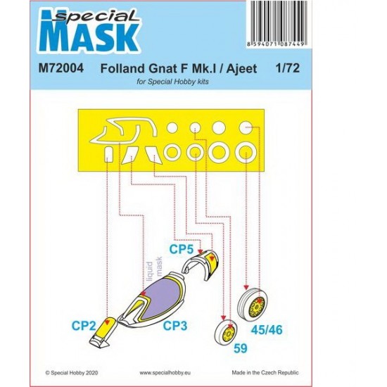1/72 Folland Gnat F Mk.I / Ajeet Paint Masking Sheet for Special Hobby kits