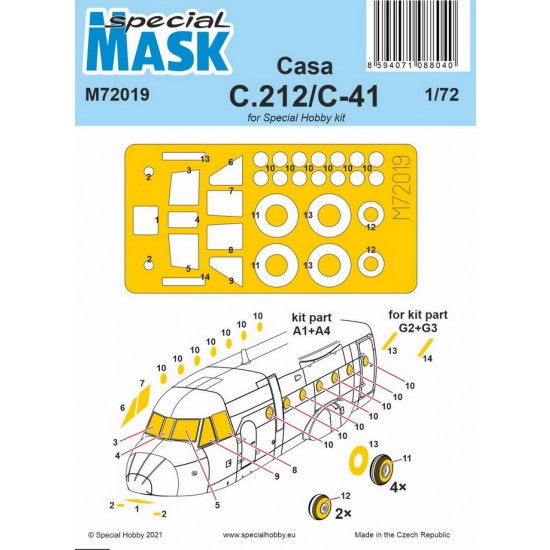 1/72 Modern Casa C.212/C-41 Mask in Spain, Portugal, USA for Special Hobby kits