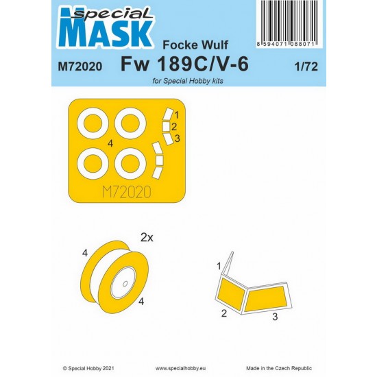 1/72 WWII Focke Wulf Fw 189V-6 Mask in service of Germany for Special Hobby kits