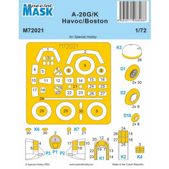 1/72 A-20G/K Havoc/Boston Masking for Special Hobby kits