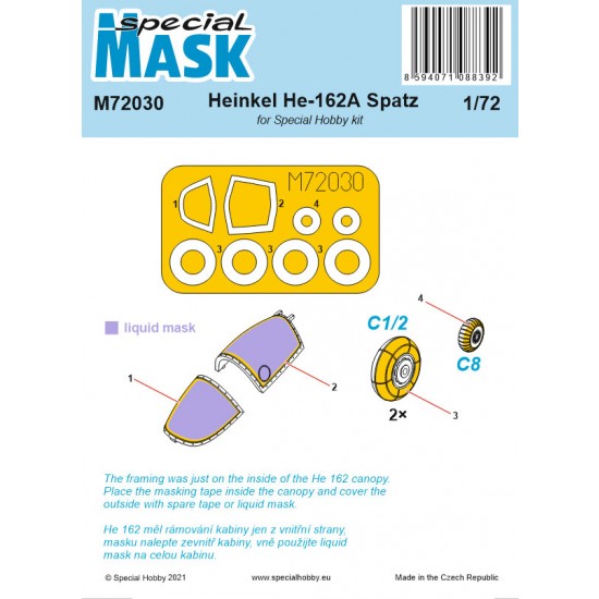 1/72 Heinkel He 162 Paint Masking for Special Hobby kits