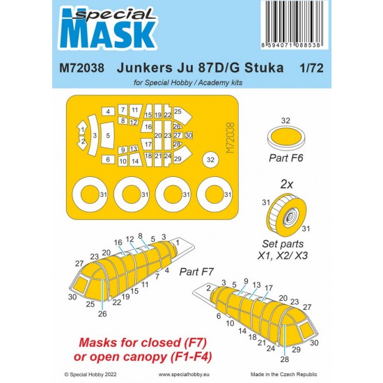 1/72 Junkers Ju 87D/G Stuka Paint Masking for Special Hobby/Academy kits