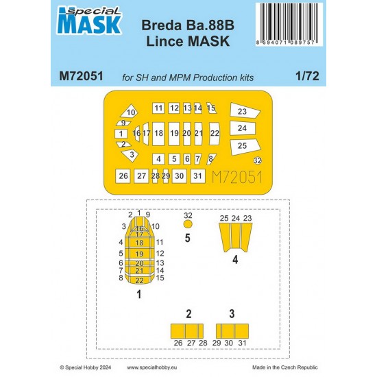 1/72 Breda Ba.88B Lince MASK for Special Hobby/MPM Production kits