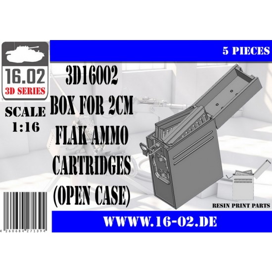1/16 Box for 2cm Flak Ammo Cartridges (open case, 5pcs)